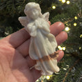 Hand Carved 10cm Natural Quartz Crystal Angel Carving Ornament Eco-Friendly Folk Art Laser Printed for Home Christmas Craft
