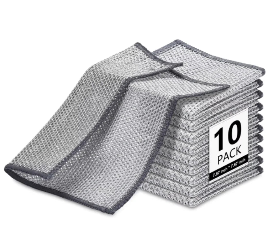 Custom Logo Multipurpose Wire Dishwashing Rag Non-Scratch Wire Scrubbers Dishcloth Kitchen Towel Cleaning Cloths for Wet