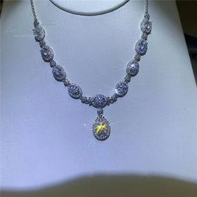 Silver 925 Original Total 5.5 Carat Brilliant Cut Diamond Test Past D Color Moissanite Wedding Necklace for Women Fine Jewelry