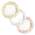 Wholesale 13 Inch Gold Floral Clear Transparent Fluted Event Wedding Decoration Eco-Friendly Gold Rim Glass Charger Plate