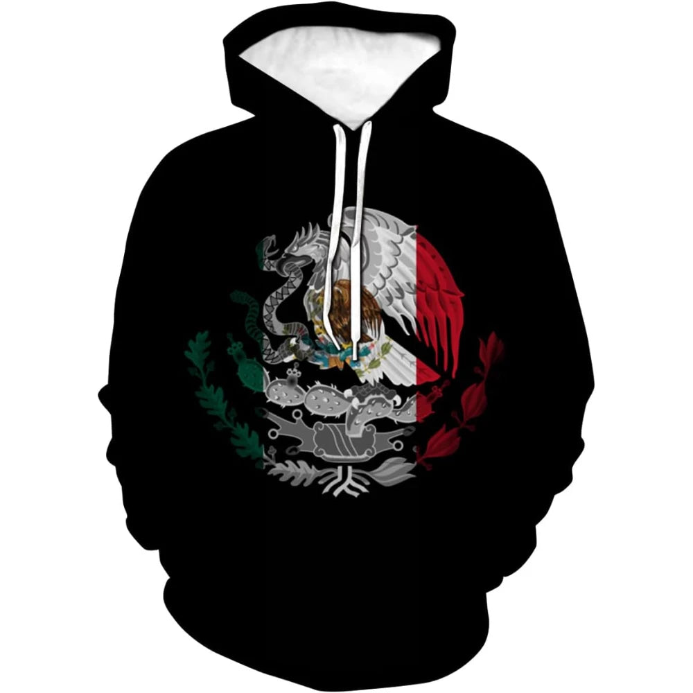 Fitspi Men Women Long Sleeve Hoodie Sweatshirt Mexico Flag 3d Print Casual Hooded Pullover Wholesale