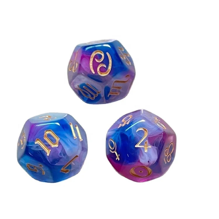 Unique Dual Tone Astrology Dice Set Custom Engraved Fortune Telling Accessory Dice for Occult Lovers