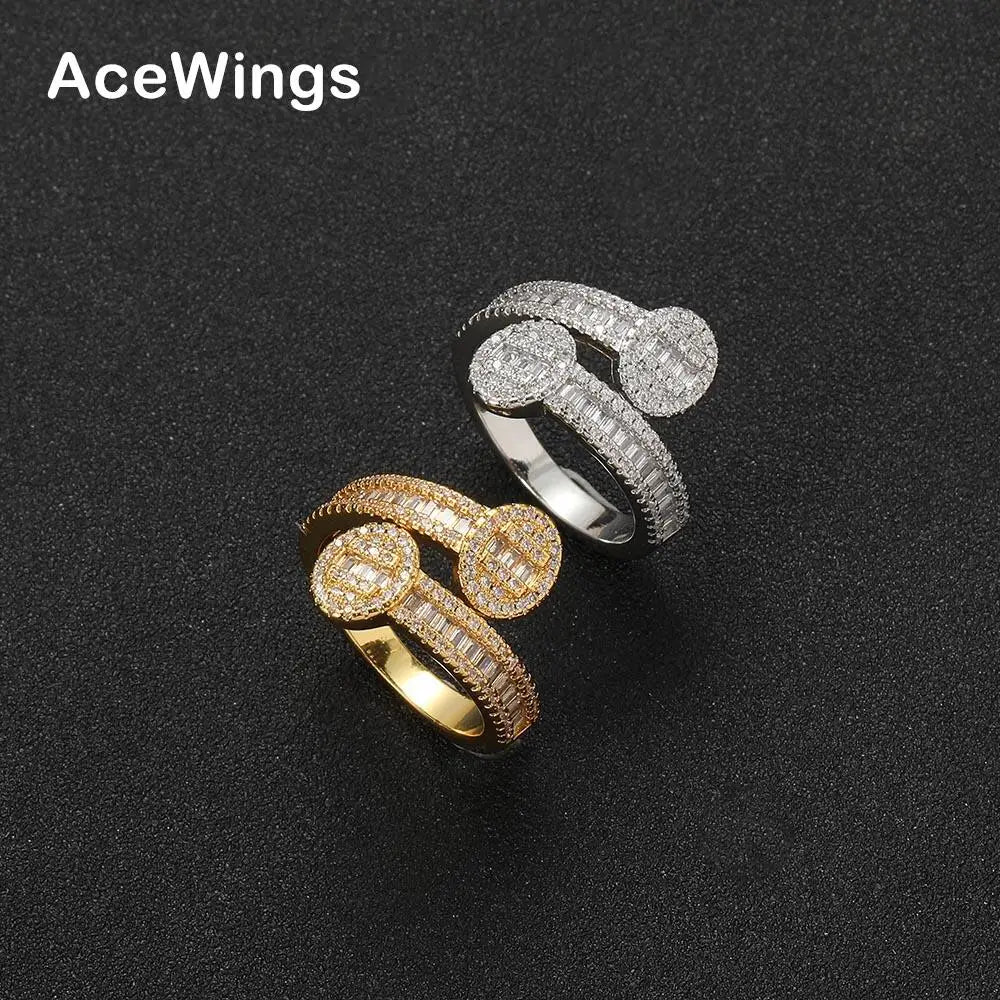 R051 Men and Women Rings Hip Hop Jewelry Brass With Cubic Zircon Ring Slightly Resizable