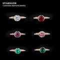 6.5MM 1CT Round Shape EX Cut Hot Style Colored Gemstone 10K Yellow Gold Ring Emerald Ruby Sapphire Jewelry Moissanites Rings