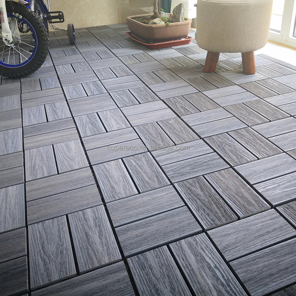Modern WPC Deck Tiles Anti-Slip Interlocking Design for Outdoor Balcony Floors Waterproof Click Brushed Technics Price