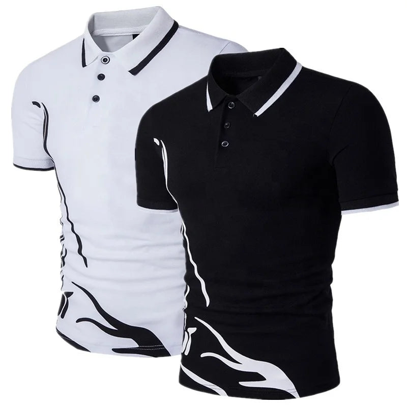 Summer New Polo Shirt Men Short-sleeved Casual Slim Solid Color Polo Shirt Shrink-proof Quick-drying Outdoor Casual Polo Shirt