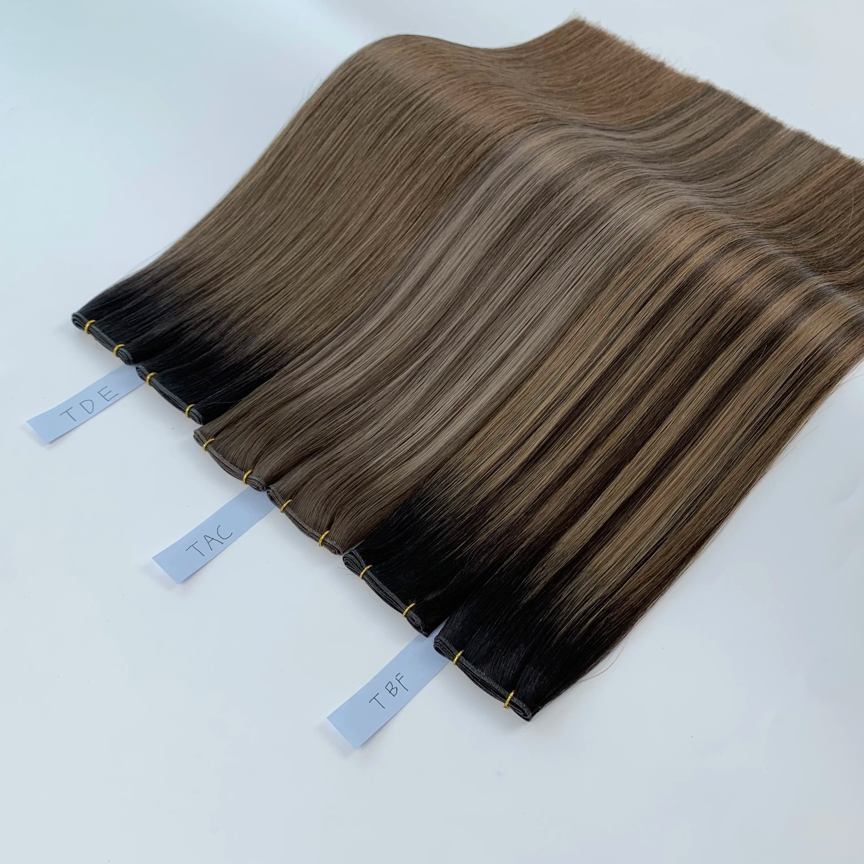 Wholesale Large Stock Russian Human Hair Cuticle Aligned Remy Virgin Double Drawn Genius Weft Hair Extensions