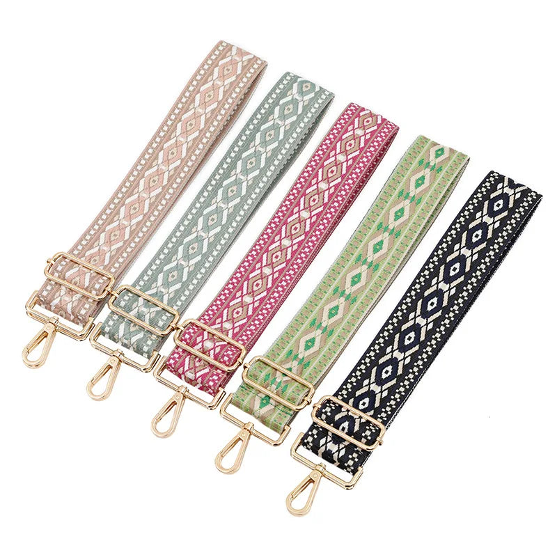 Meetee B-J2131 5cm Diamond-shaped Colorful Jacquard Bag Strap Handbag Accessories Adjustable Long Shoulder Strap