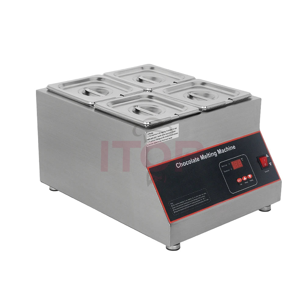 GZKITCHEN Commercial Digital  Kitchen 4 Pots Electric Chocolate Melter 10kgs Melting Machine Stainless Steel Pots