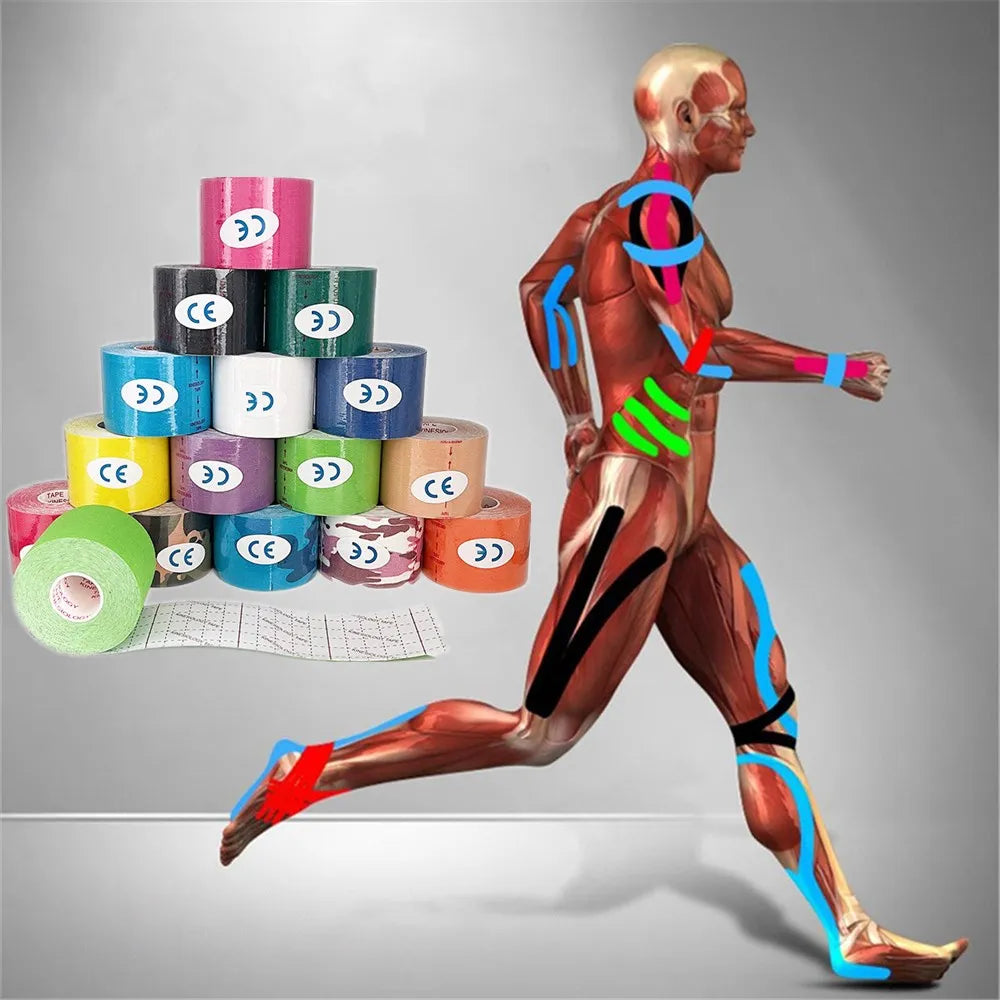 Waterproof Athletic Muscle Sport Synthetic Kinesiology Tape Premium Sports Tape for Injuries and Rehabilitation