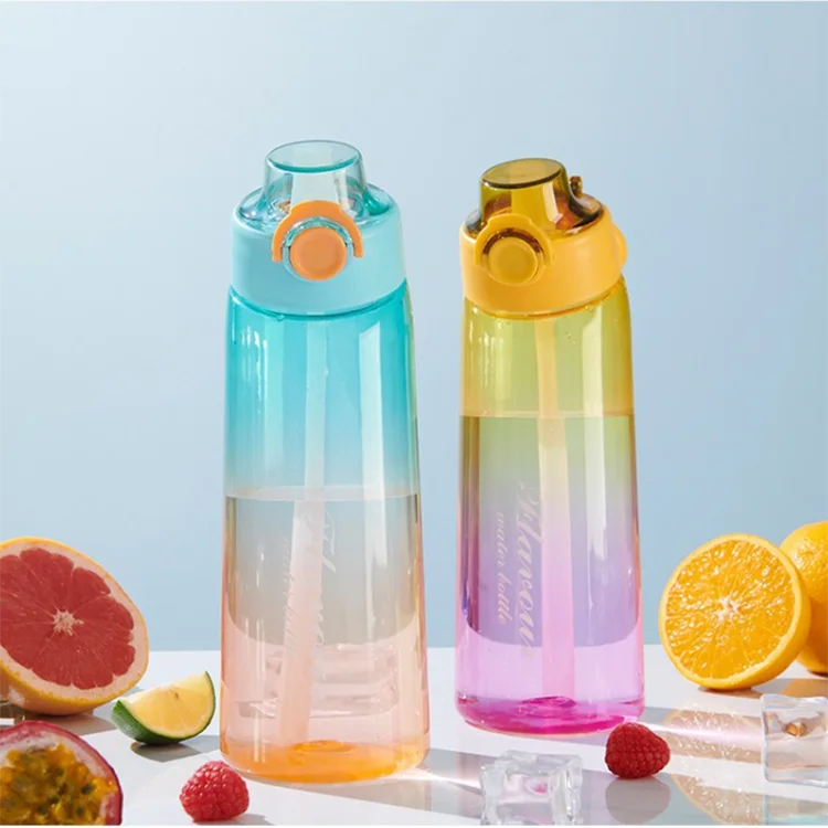 Wholesale 900ml BPA-Free Tritan Plastic Drinkware Gradient Colors Air Flavored Water Bottle with Flavor Pod