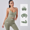 Yoga Set Women Seamless Fitness Clothing Sportswear Gym Leggings Padded Push-up Strappy Sports Bra Sports Set Tracksuit