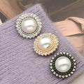 Luxury Round Pearl Rhinestone Metal Buttons Blouses Accessories Buttons for Women's Coats Sweaters