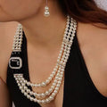 Evening Dress Bridesmaid Bridal Wedding Accessories Jewelry Artifical Pearl Necklace Bracelet Earrings Set for Women