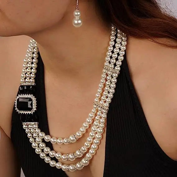 Evening Dress Bridesmaid Bridal Wedding Accessories Jewelry Artifical Pearl Necklace Bracelet Earrings Set for Women