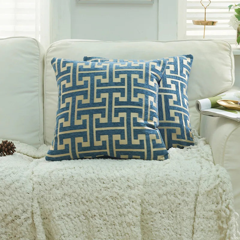 Amity Wholesale Decorative Pillow Covers Sofa Throw Luxury Pillowcases Polyester Geometric Cushion Cover  18 X 18 Inch Jacquard