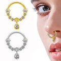 Gaby New Stainless Steel Septum Clicker  Inlaid Zircon Dangle Nose Rings Gold Nose Hoops Piercing Jewelry Wholesale for Women
