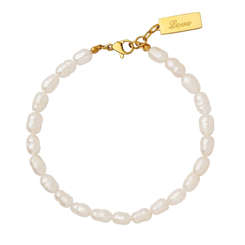 Hot Selling square Engraved Pearl Popular Bracelet Hip Hop Stainless Steel Bracelet for Women MegaBDM