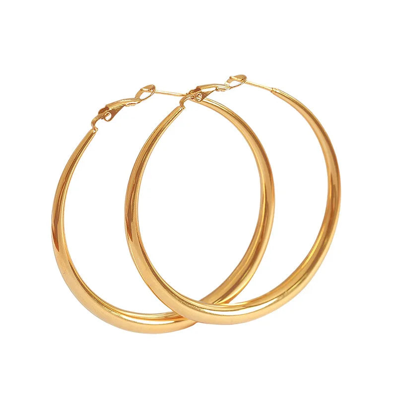 Fashion Stainless Steel Jewelry 50mm Hypoallergenic Extra Large Hoop Earrings Trendy Women Big Thin Hoop Earrings Design
