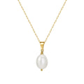 RINNTIN GPN24 Luxury Jewelry 14K Gold Necklace With One Pearl Women 925 Sterling Silver Baroque Freshwater Pearls Necklace