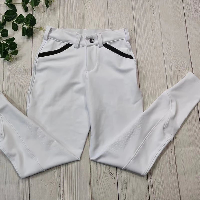 Gray Top Quality Kids Tights Horse Riding Legging Knee Silicone Equestrian Boys Breeches Jodphurs Competition 100cm-175cm