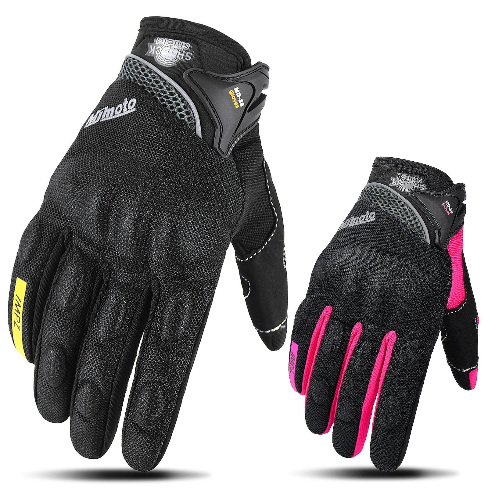 Classic Pink & Black Motorcyclist Gloves Summer Breathable Touch Screen Crash-Proof High-Quality Durable Motorcycle Riding Glove