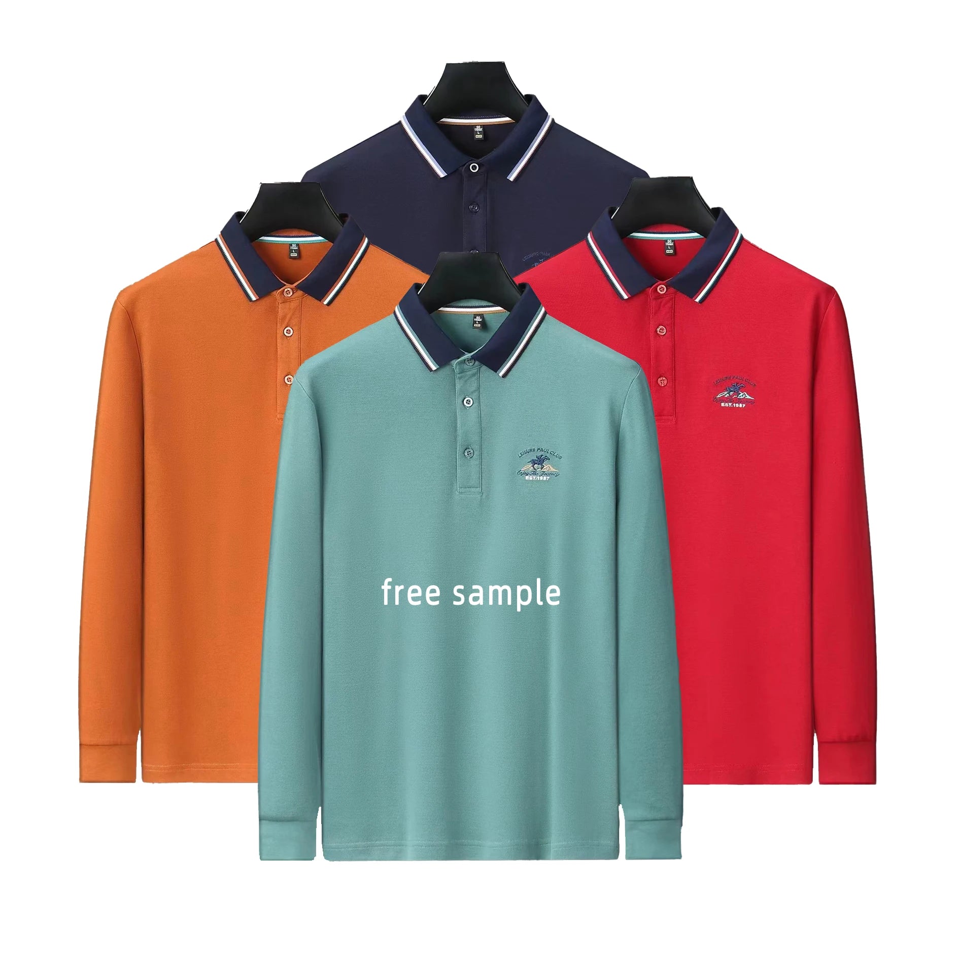 Customized Men's Long Sleeve Pullover Knitted T-Shirt Solid Pattern Embossed Printing Logo Embroidery Blank Design  Shirt