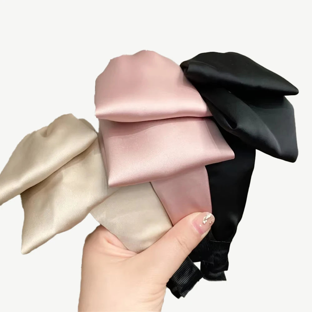 Korean New Luxury Wide Face Bow Knot Headband Hairband Women Satin Headband Designer Ladies Hair Accessories