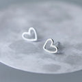 S925 Sterling Silver Stud Earrings for Girls Sweet Cute Hollow Heart Earrings Frosted Designer Earrings Women Fashion Jewelry