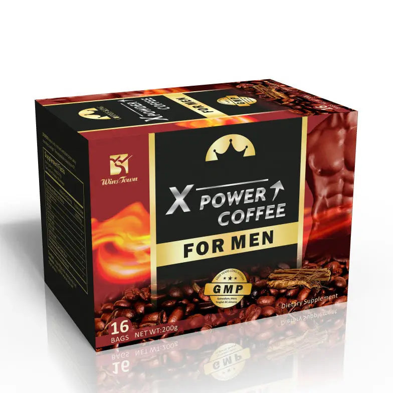 Man X Power Custom Coffee Private Label Energy Herbal Healthy Male Vitality Instant Black Maca Coffee for Men