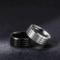 Xuancui 8mm Stainless Steel Multi-Groove Finger Rings Texture Ring for Men Women