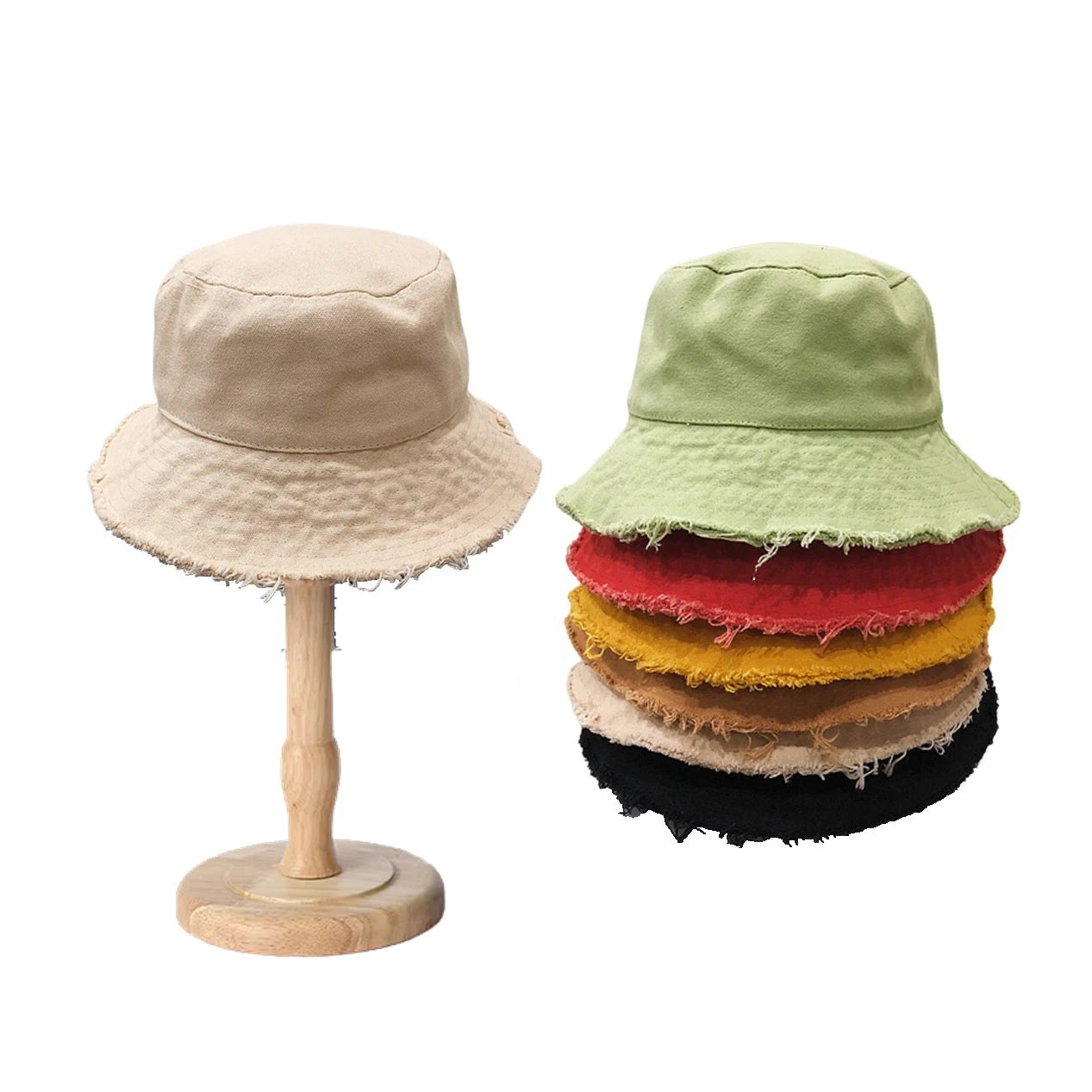 Wholesale Outdoor Women Hats Solid Color Wide Brim Bucket Hat Summer Autumn Bucket Hat