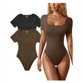 Factory Wholesale Women's Bodysuits Sexy Ribbed Square Neck Sleeveless Tank Tops Bodysuits