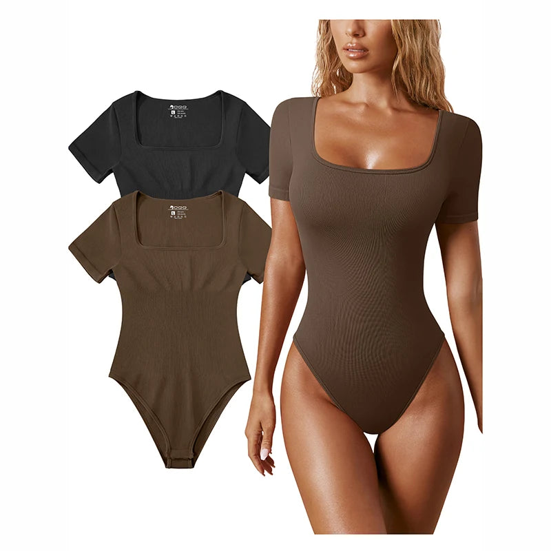 Factory Wholesale Women's Bodysuits Sexy Ribbed Square Neck Sleeveless Tank Tops Bodysuits