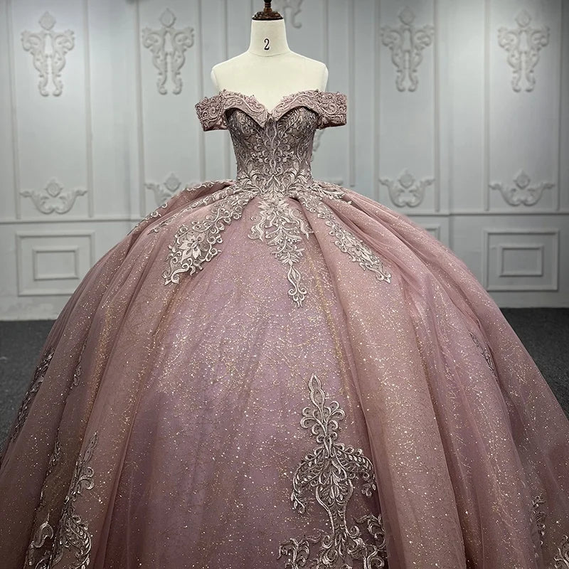 Jancember 9915 Glitter Pink Embroidery Plus Size Evening Gowns Dresses