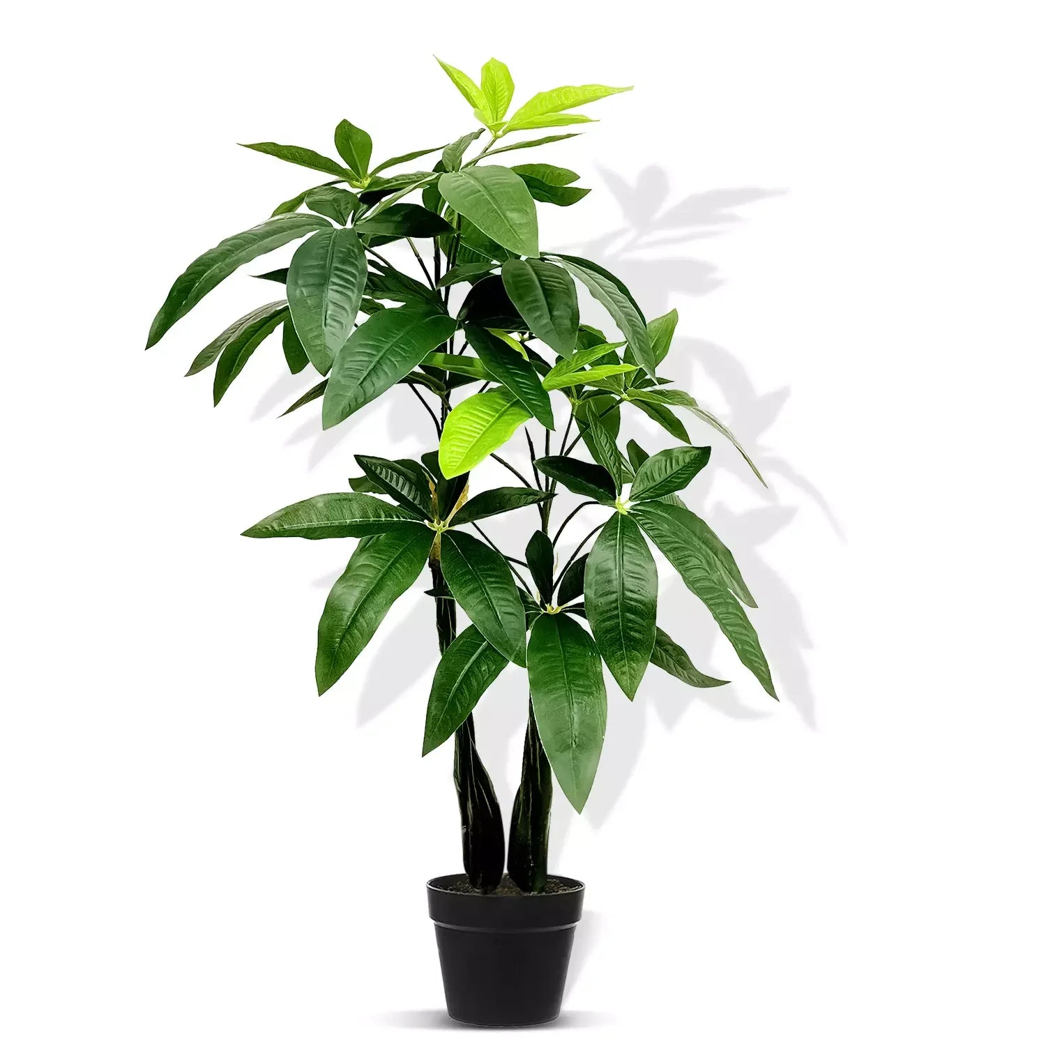 80cm Artificial Pachira Aquatica Tree Plant in Pot Green Leaves Potted Bonsai Plant Ornament Home Office Garden Room Decoration