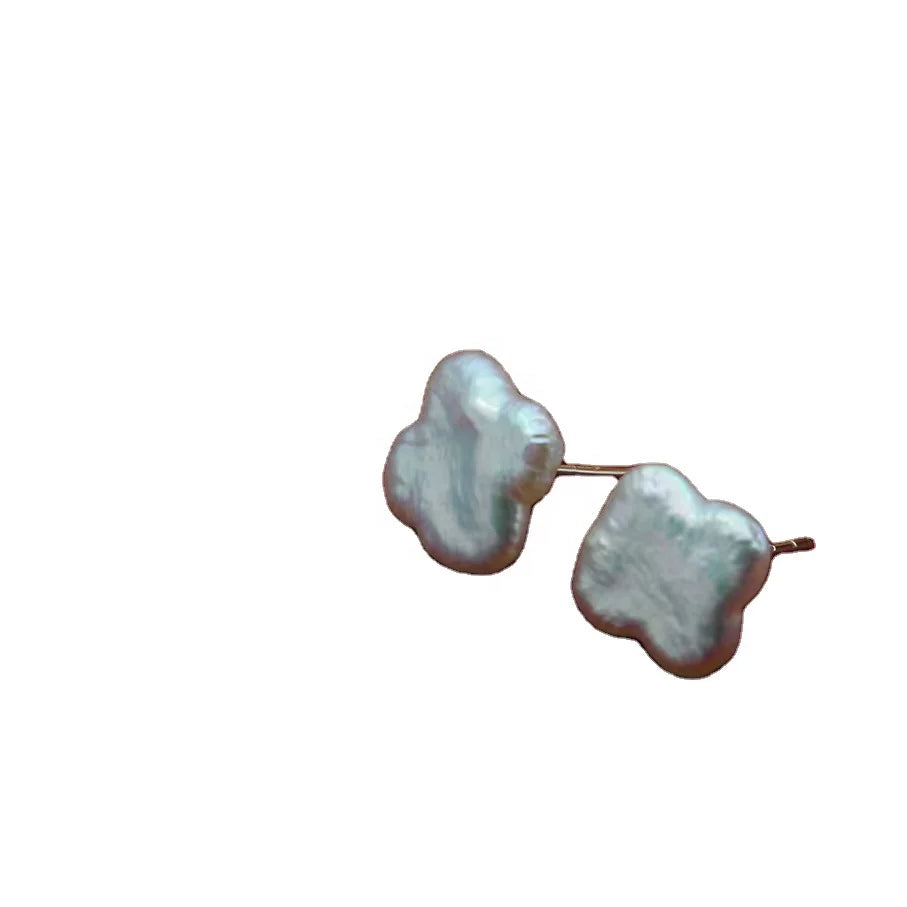 Natural Freshwater 925 Silver Baroque Shape Women Pearl Earring