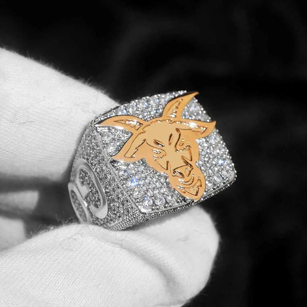 NUOYA Luxury Iced Out Ring Full Cubic Zirconia Stones Custom Name Logo Hip Hop Diamond Ring Jewelry for Men Women