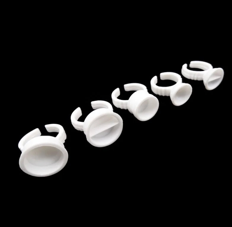 100pcs Wholesale Plastic Glue Ring Various Size and Styles Lash Glue Ring Custom Package Glue Ring for Eyelash Extension