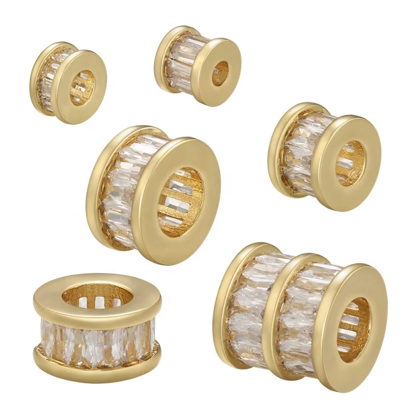 2.5/4/4.5/8.5mm Brass Gold Plated Cubic Zirconia Gold/Silver Fashionable Classic Bracelets Beads for Jewelry Making Accessories