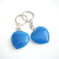 HZ Hotest item Wholesale Handmade Natural Stone Heart Crystal Blue Agate Key Chain Heart Key Chain