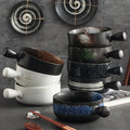 Round Ceramic Soup Bowl with Handle Small Ceramic French Onion Soup Crocks for Kitchen