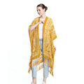 Vintage VTG One Size Bohemian Velvet Burnout Fringed Patterned Shawl Kimono Jacket for Autumn Season