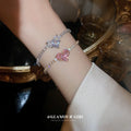 Crystal Zircon love pink Heart Adjustable Bracelet Korean Fashion Design Bracelet BFF Hand Accessories Wholesale