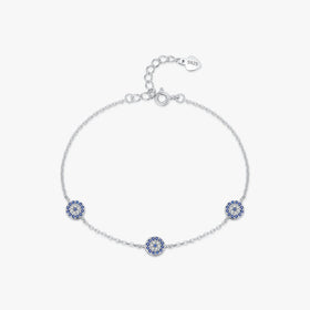 Fashion Chain Link for Women Vintage Fine Jewelry Accessories Gift Fine Jewelry 925 Sterling Silver Evil Eyes Charm Bracelet