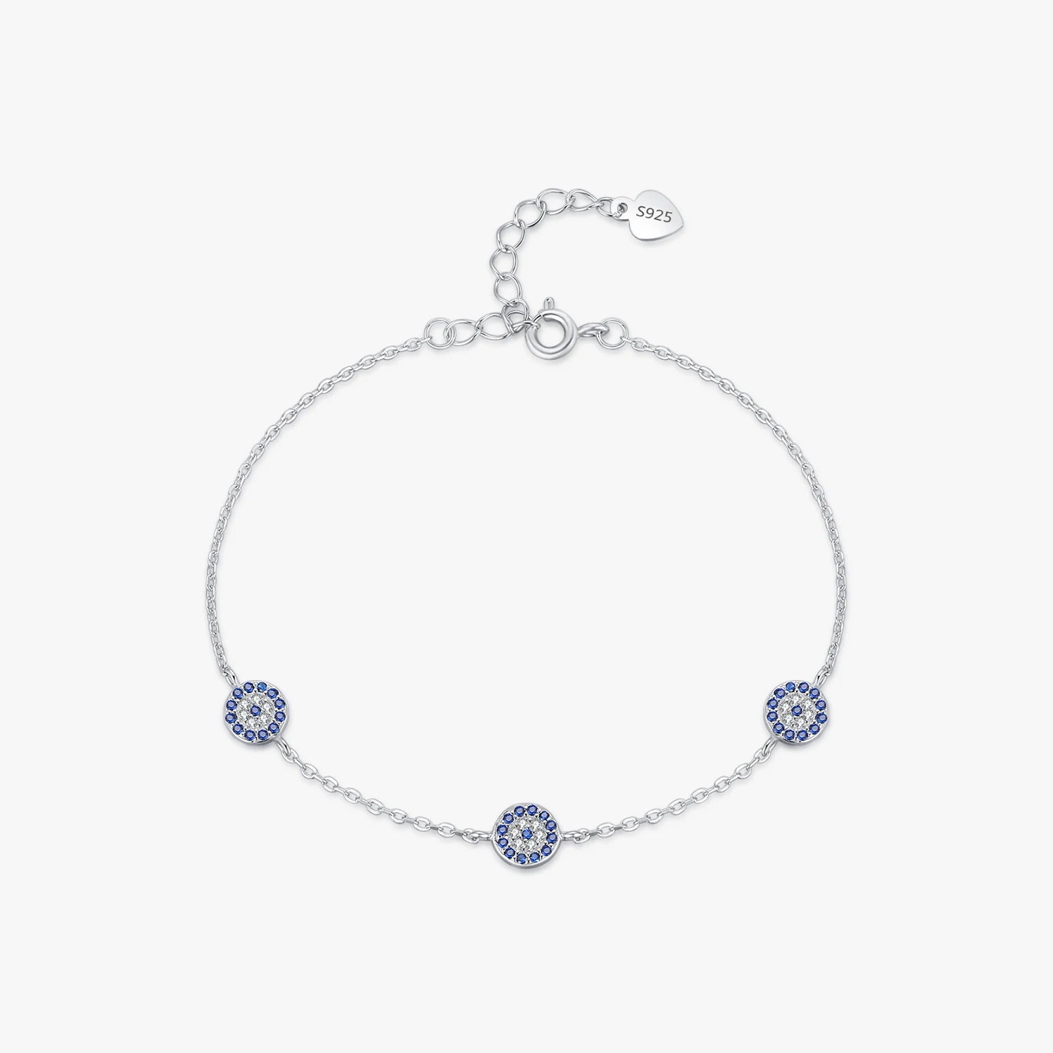 Fashion Chain Link for Women Vintage Fine Jewelry Accessories Gift Fine Jewelry 925 Sterling Silver Evil Eyes Charm Bracelet