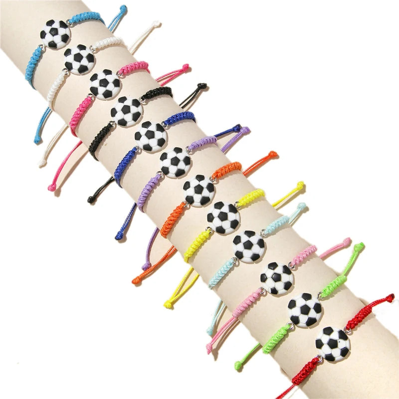 12pc/set Design Sports Jewelry Colorful Tennis Football basketball Baseball Rugby Adjustable Team Day volleyball bracelet