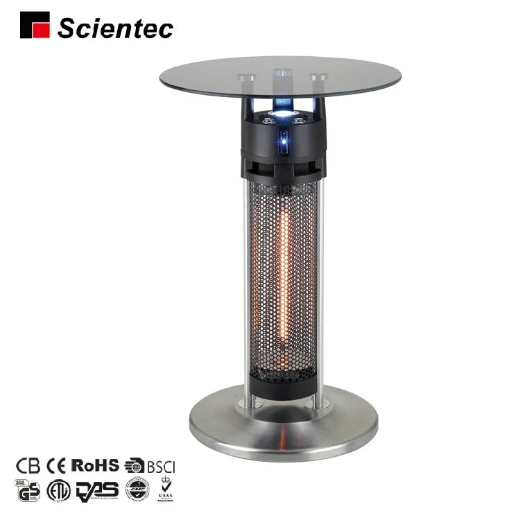 Aluminium 1400W 240V Ip44 Led Lighting 75Cm Height Ir Sensing Table Heater Led Lighting Carbon Infrared Table Heater