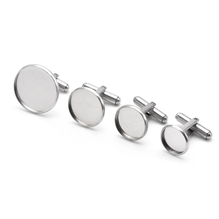 Wholesale DIY Accessories Stainless Steel 6-30mm Bezel Setting Cufflinks Base for Man Suit Shirt Wedding Anniversary