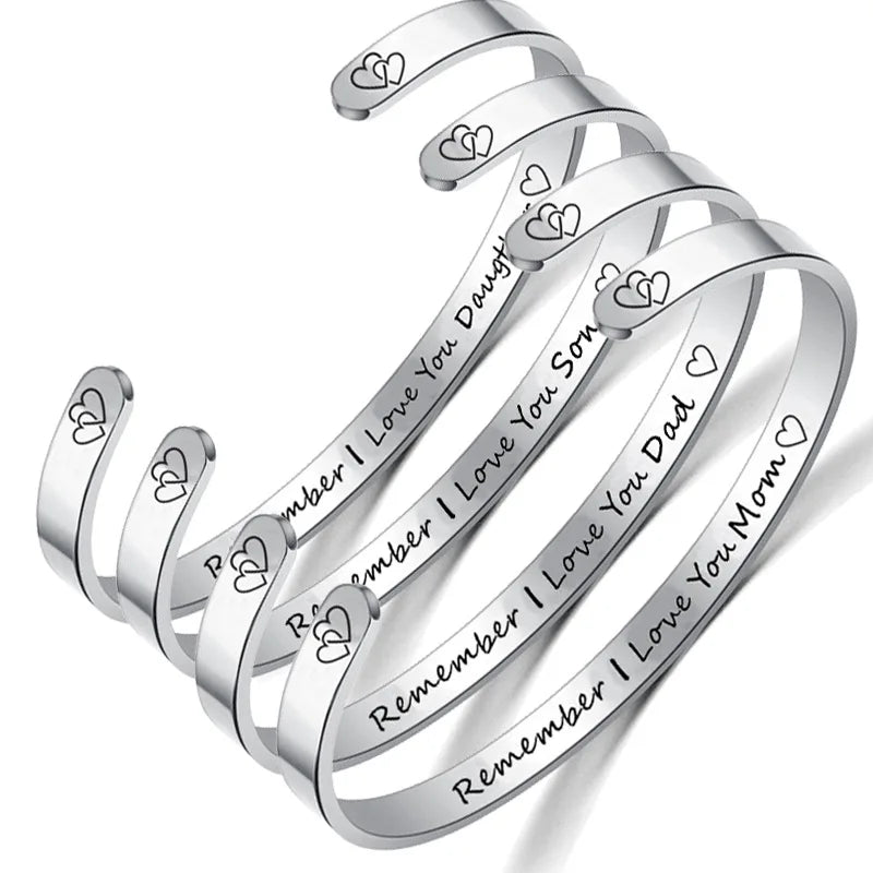 Customized Stainless Steel Fine Chain & Link Bracelet Personalized Family Cuff Bangle for Women and Men Logo Included Jewelry